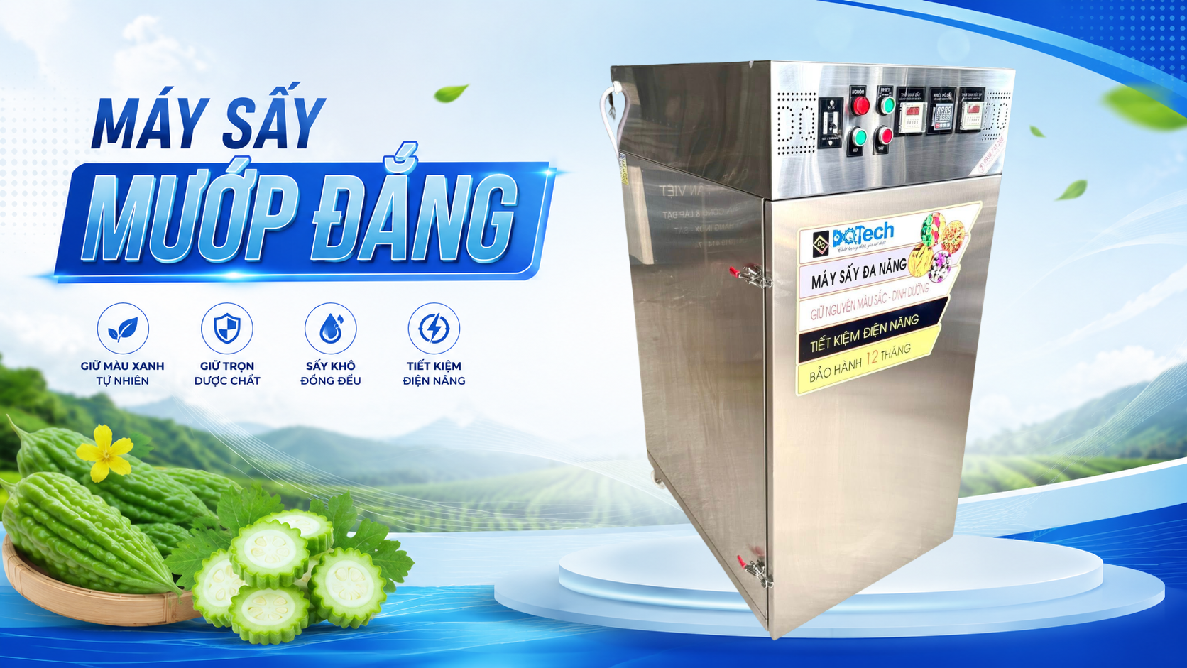 Máy sấy mướp đắng gió nóng tách ẩm Máy sấy mướp đắng gió nóng tách ẩm